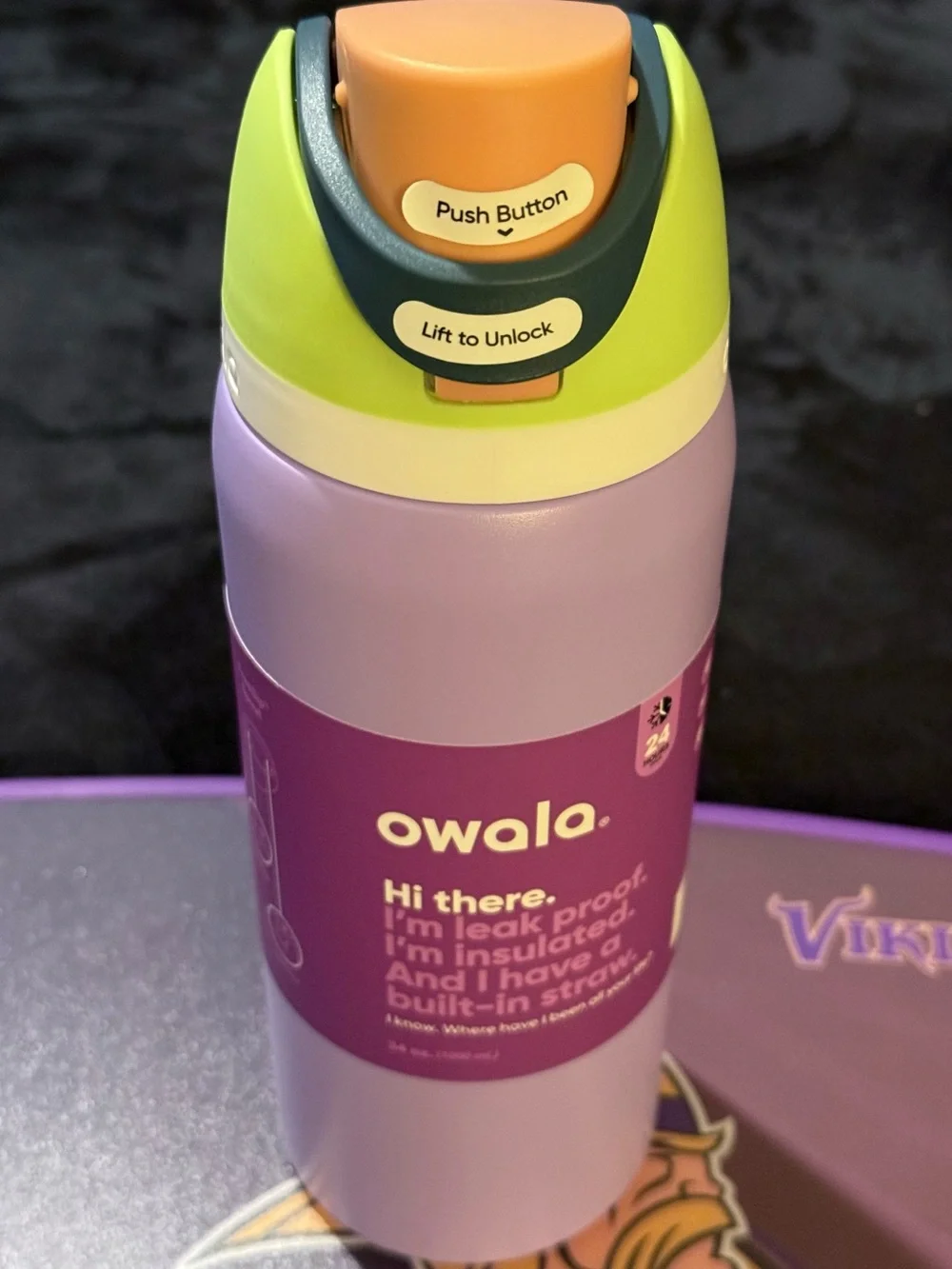 Owala FreeSip Insulated Bottle - Lavender with Lime & Peach Accents